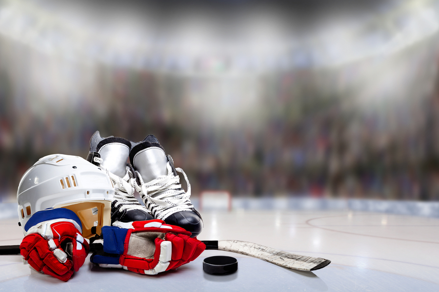 hockey gear on ice